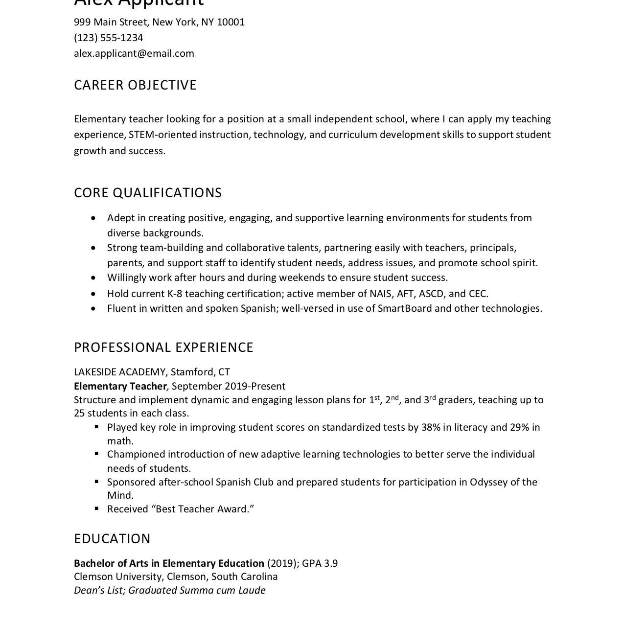 What is the Best Objective for CV Examples
