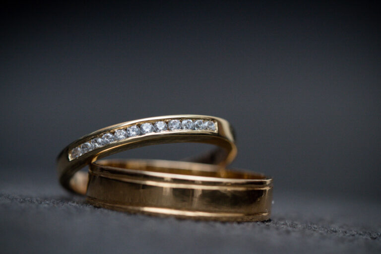 Gold engagement rings and bridal set wedding rings